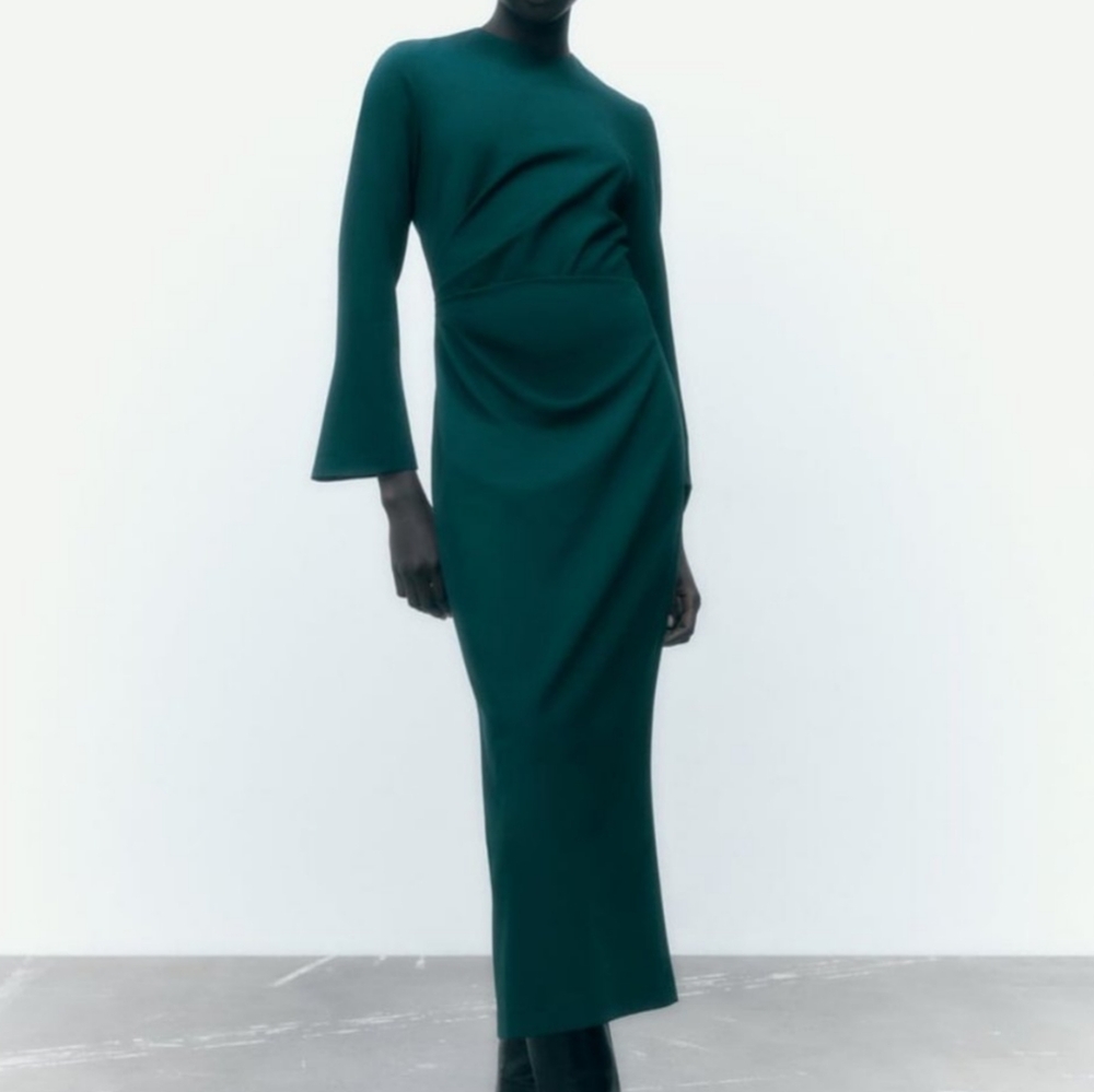 Zara | Long Sleeves Scrunched Maxi Dress